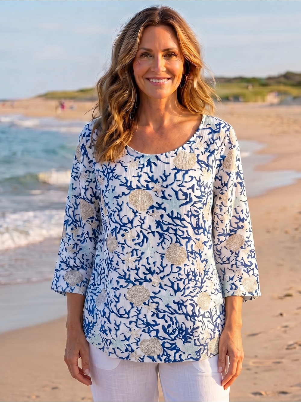 VINTAGE PALM GROVE Seashell & Coral Top